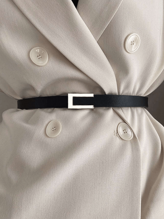 1pc Women's Simple & Versatile Pu Skinny Belt With Buckle, For Suit Dress & Waist Decoration - Lolli World Marketplace