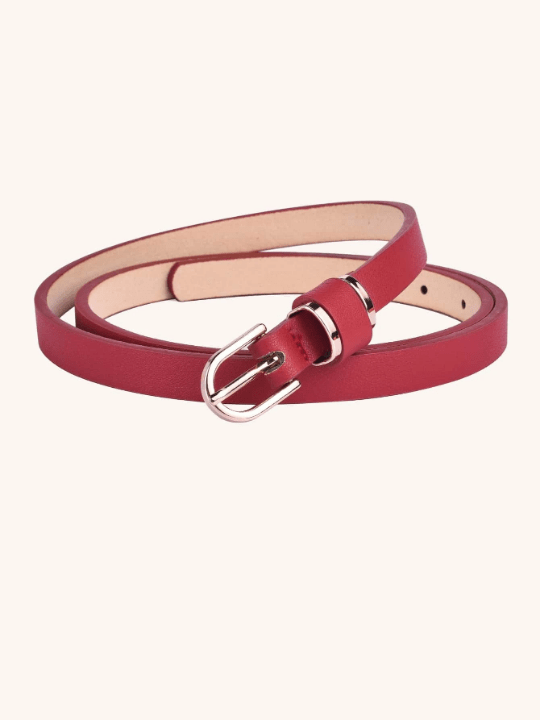 1pc Women's Slim Solid Color Leather Belt, Plus Size, Perfect For Everyday Outfits - Lolli World Marketplace