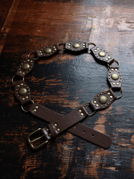 1pc Women's Vintage Punk Rivet & Metal Buckle Detail Characteristic Jeans Belt For Y2k Lovers - Lolli World Marketplace