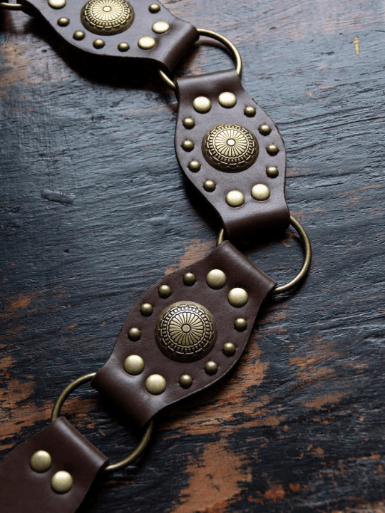 1pc Women's Vintage Punk Rivet & Metal Buckle Detail Characteristic Jeans Belt For Y2k Lovers - Lolli World Marketplace