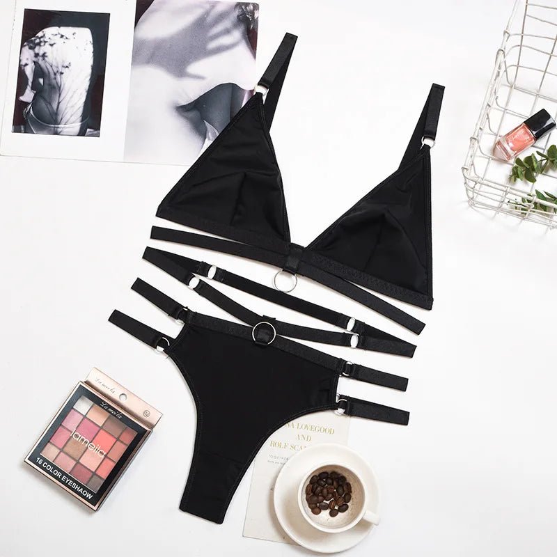 2 - Piece Fancy Bra Set Women Erotic Ring Sexy Underwear Set Wireless Ladies Lingerie Outfit Bilizna Intimate