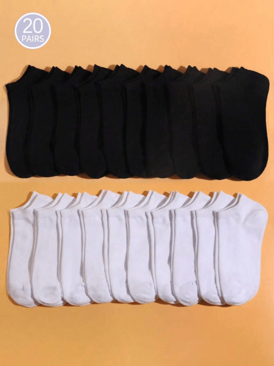 20pairs/set Women's Solid Color Ankle Socks - Lolli World Marketplace