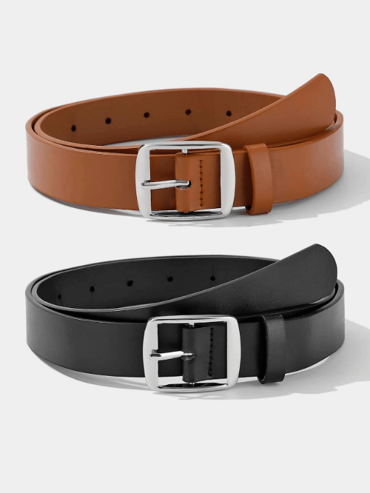 2pcs/set White/k - shaped Buckle Stylish Decoration All - match Pu Belt For Daily Use - Lolli World Marketplace