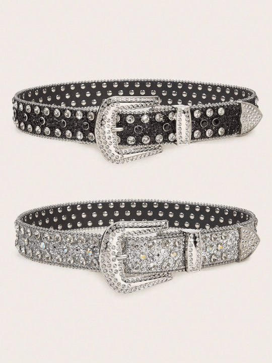 2pcs/Set Women's Western Style Rhinestone Belt For Cowgirl - Lolli World Marketplace