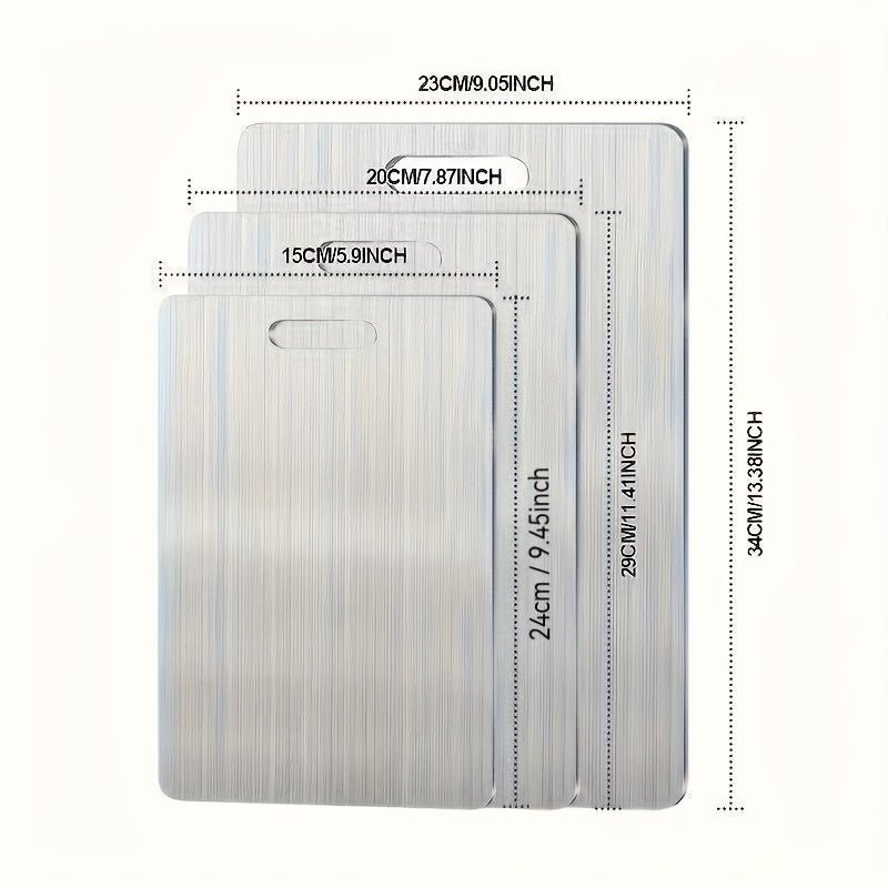3 Sets Stainless Steel Cutting Boards - Double - Sided, Durable for All Kitchen Tasks, Food Safe for Chopping, Slicing & Meal Prep, Kitchen Essentials | Food Preparation | Durable Kitchen Utensils