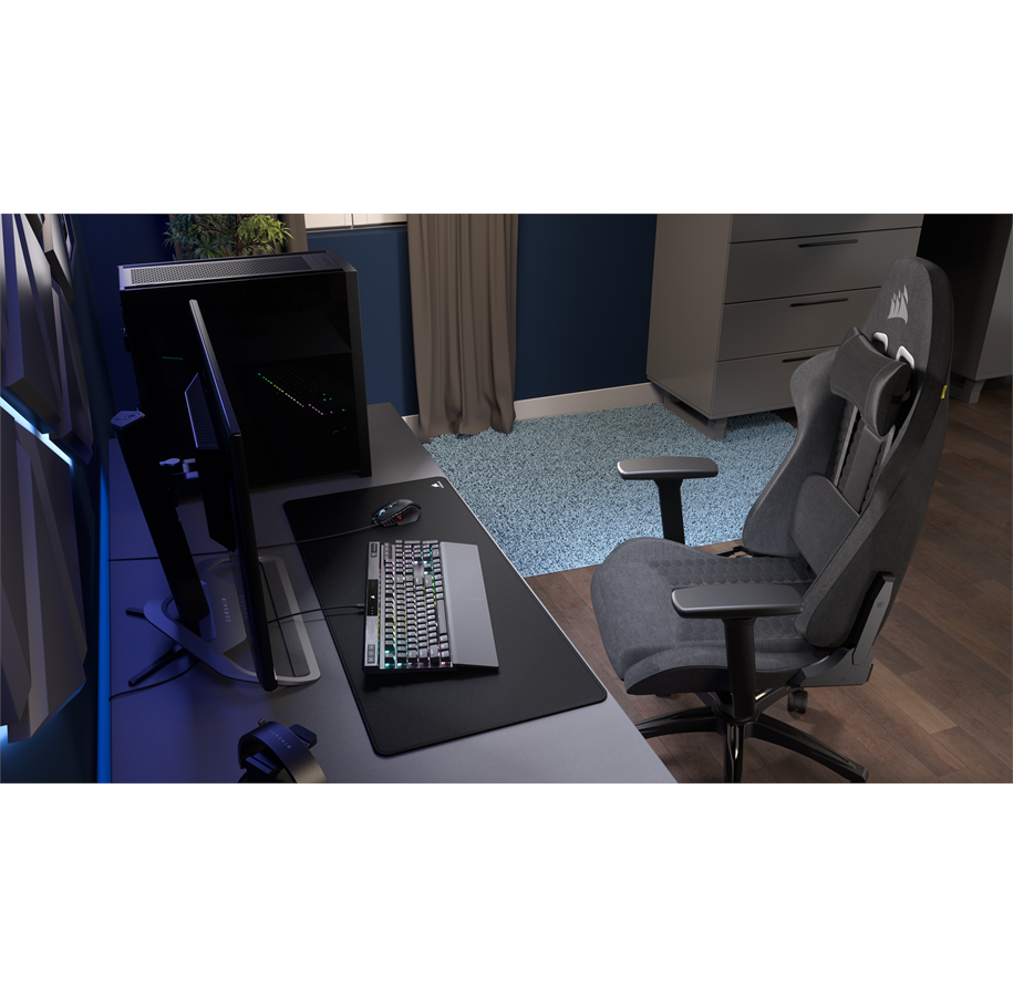 Corsair TC100 Relaxed Fabric - Grey Gaming Stol - Grå - Tyg - Upp till 120 kg