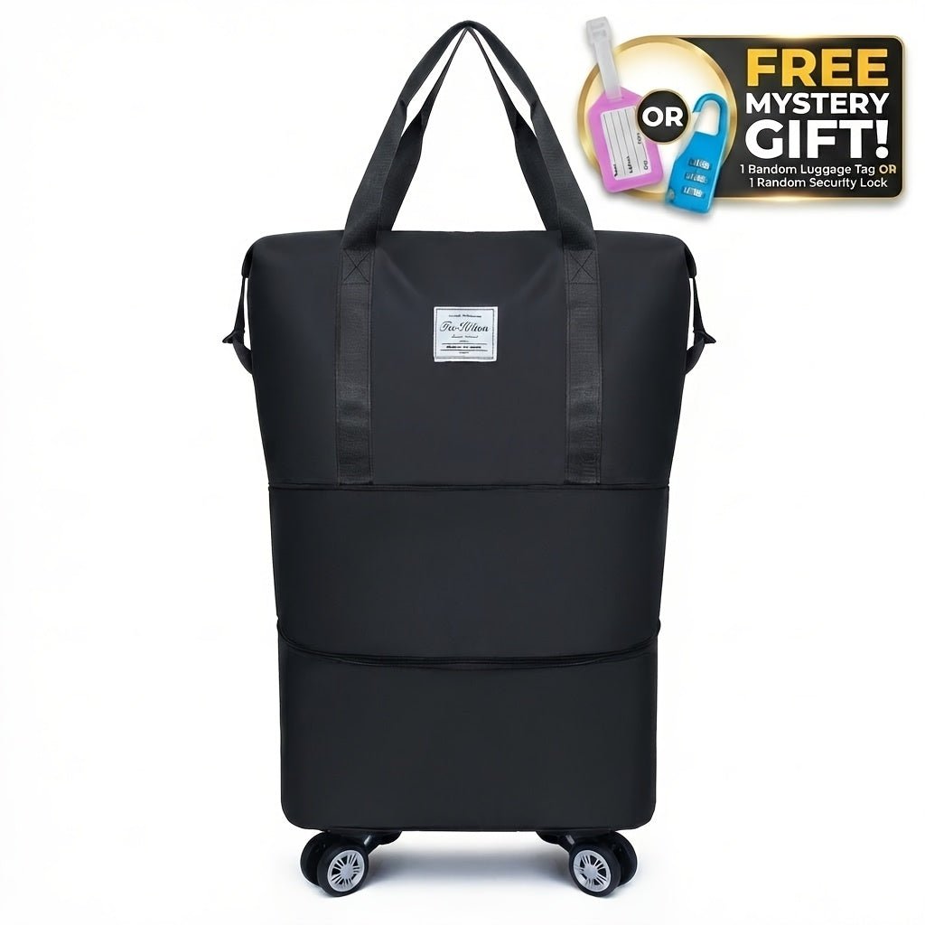 360° Spinner Detachable Travel Bag 3in 1 Expandable Foldable Duffel Tote - Large Capacity Durable Nylon for Business Trip Weekend Overnight Moving + Bonus A Random - Color Combination Lock Or Luggage Tag