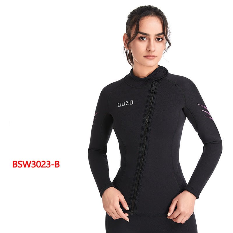 3mm Neoprene Black Wetsuit Unisex Full Length Front Zipper Diving Suit