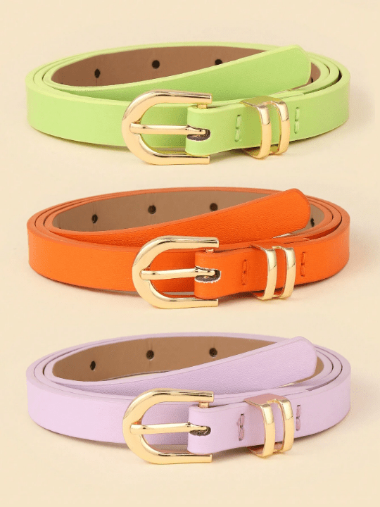 3pcs/Set Simple & Fashionable & Versatile Decorative Women's U - Shaped Buckle Belt - Lolli World Marketplace