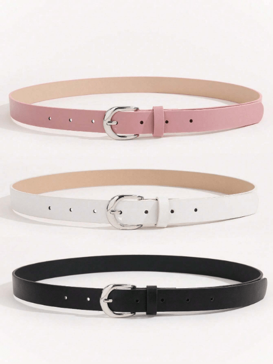 3pcs/Set Women's Metal Square Buckle Simple All - Match Waist Belt For Dresses, Jeans, Trousers - Lolli World Marketplace