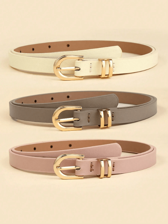 3pcs/Set Women's U - Shaped Belt Buckle Simple Fashionable Versatile Waistband With Decoration - Lolli World Marketplace