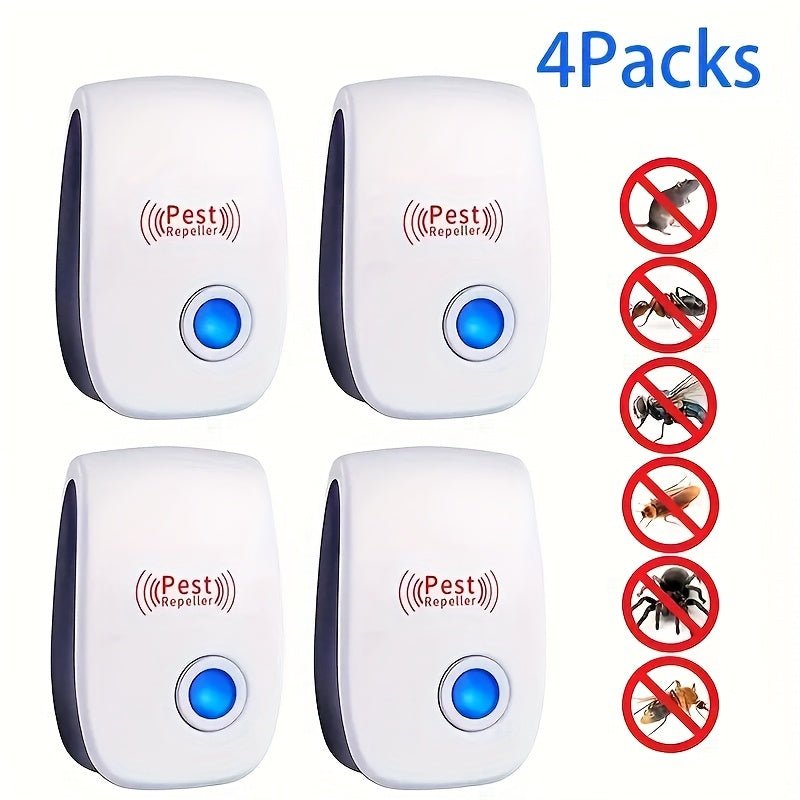 4pcs Soundwave Technology Pest Repeller - Indoor Insect & Rodent Control, Ultrasonic Flea Repellent for Home, Kitchen, Office, Hotel, Warehouse, No Batteries Needed, Insect Repellent For Home, Kitchen Pest Control, Modern Pest Control