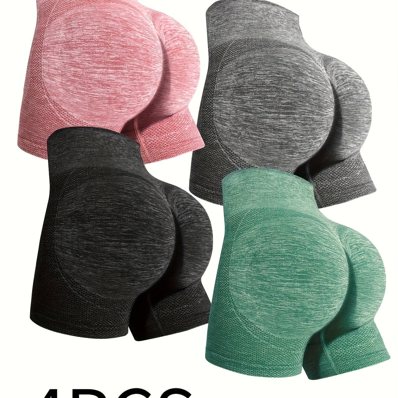4pcs Women'S Butt Lifting Shapewear Shorts - Yoga Pants with Tummy Control, Medium Support, Solid Color Gym Workout Shorts for Fitness & Outdoor Activities, Workout Shorts, Tummycontrol Design