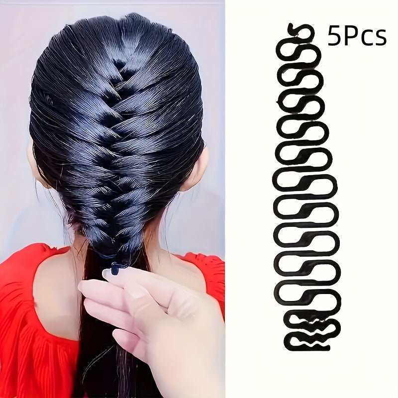 5pcs Magic Hairstyle Tool Set - Fishbone, Ponytail and Bow - shaped Accessories, Durable Plastic, Suitable for Simple Styling of All Hair Types