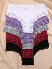 5Pcs/set Women Cotton Panties Floral Lace Intimate Underwear Trendy Patchwork Lace Briefs Female Soft Underpants Lingerie S - XL