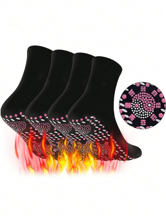 6 Pairs/set Multicolor Women's Self - heating Floor Socks Tourmaline Health, Warmth, Massage, Moisture Wicking, Anti - cold Mid Tube Socks - Lolli World Marketplace