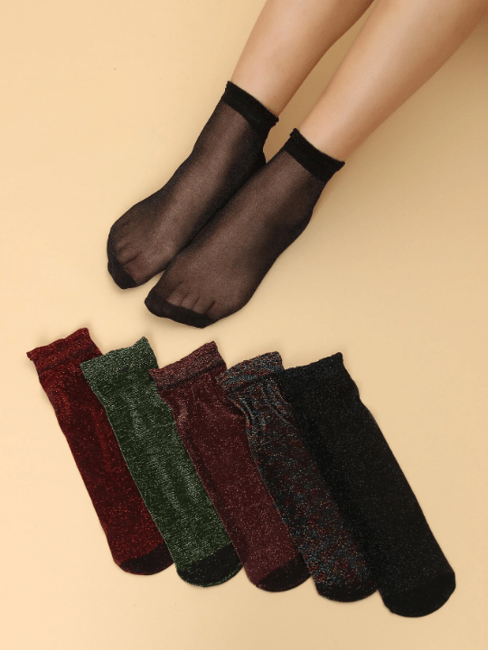 6pairs Glitter Detail Crew Socks - Lolli World Marketplace