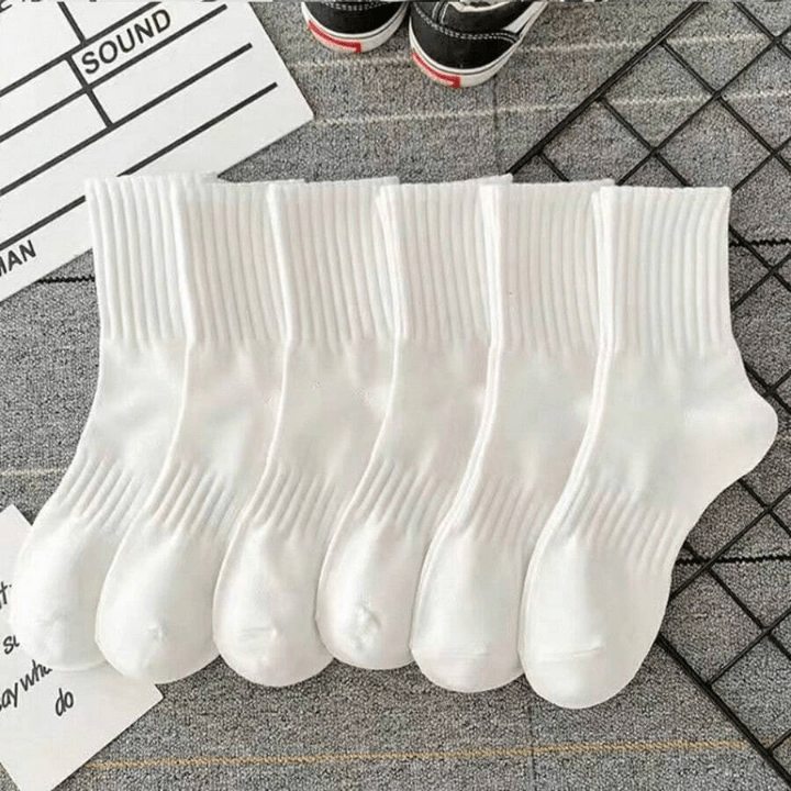 6pairs Women's White High Elastic Waist Short Socks And Mid - calf Socks, Suitable For Daily Wear - Lolli World Marketplace