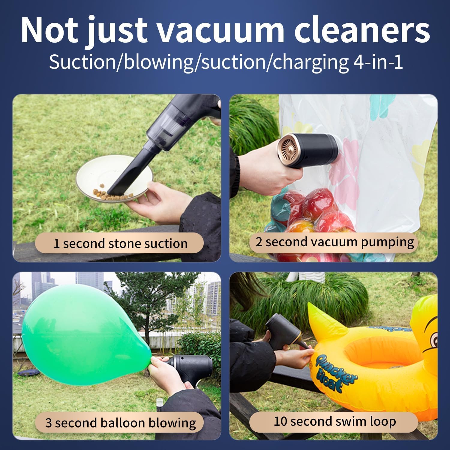 Handheld Mini Vacuum Cleaner and Air Duster, 4-in1 Hand Held Vacuum Cordless Rechargeable