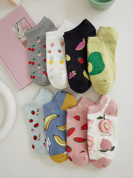 8pairs Fruit Pattern Ankle Socks - Lolli World Marketplace