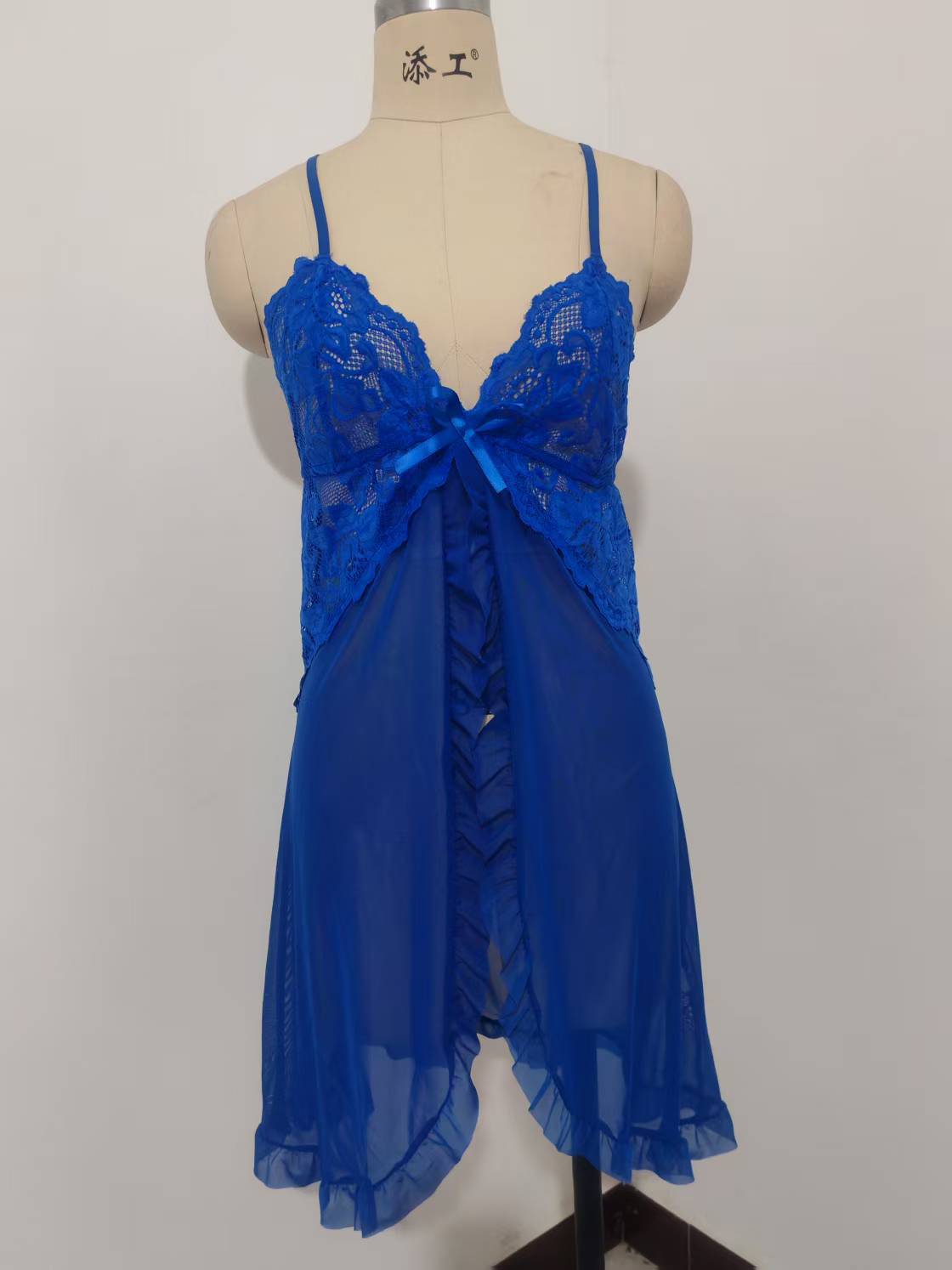 Classic Sexy Mesh Tie Front Slips With Thong