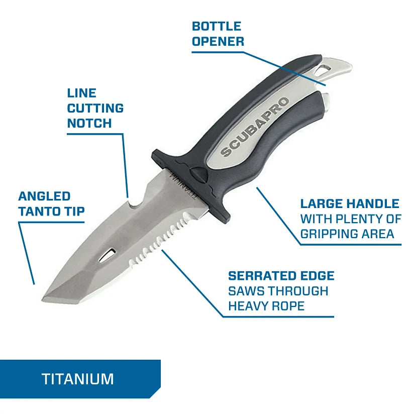 SCUBAPRO Mako Titanium Dive Knife, 3.5" blade