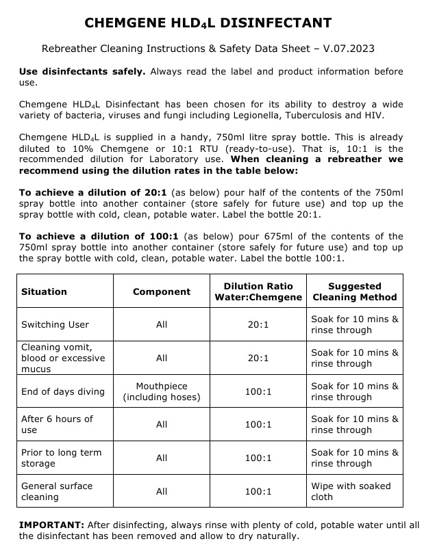 Chemgene Disinfectant - 750ml Spray Bottle