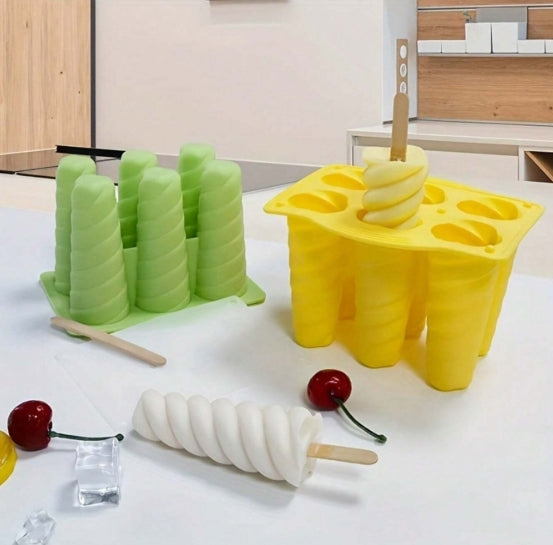 Six-Hole Spiral Silicone Ice Cream Mold