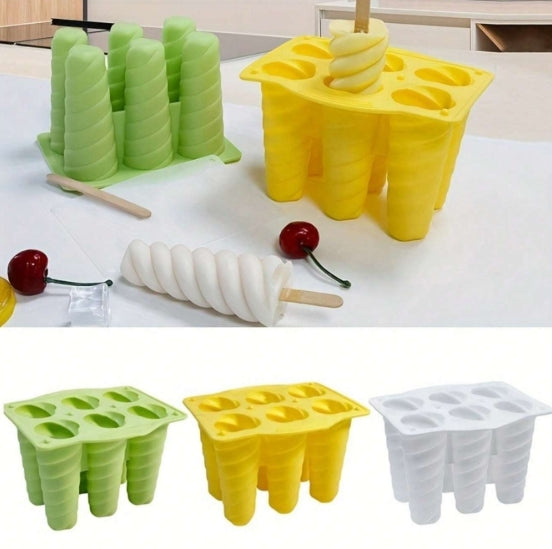 Six-Hole Spiral Silicone Ice Cream Mold