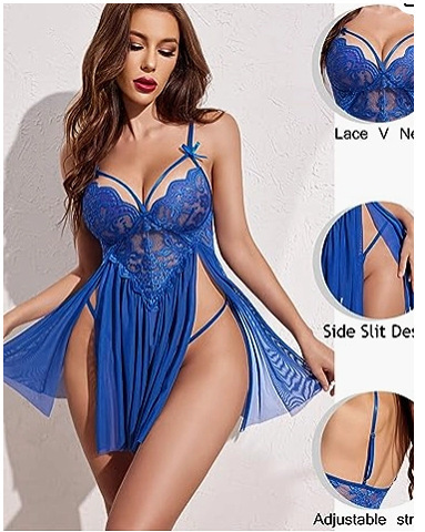 Classic Sexy Contrast Lace Mesh Slips With Thong