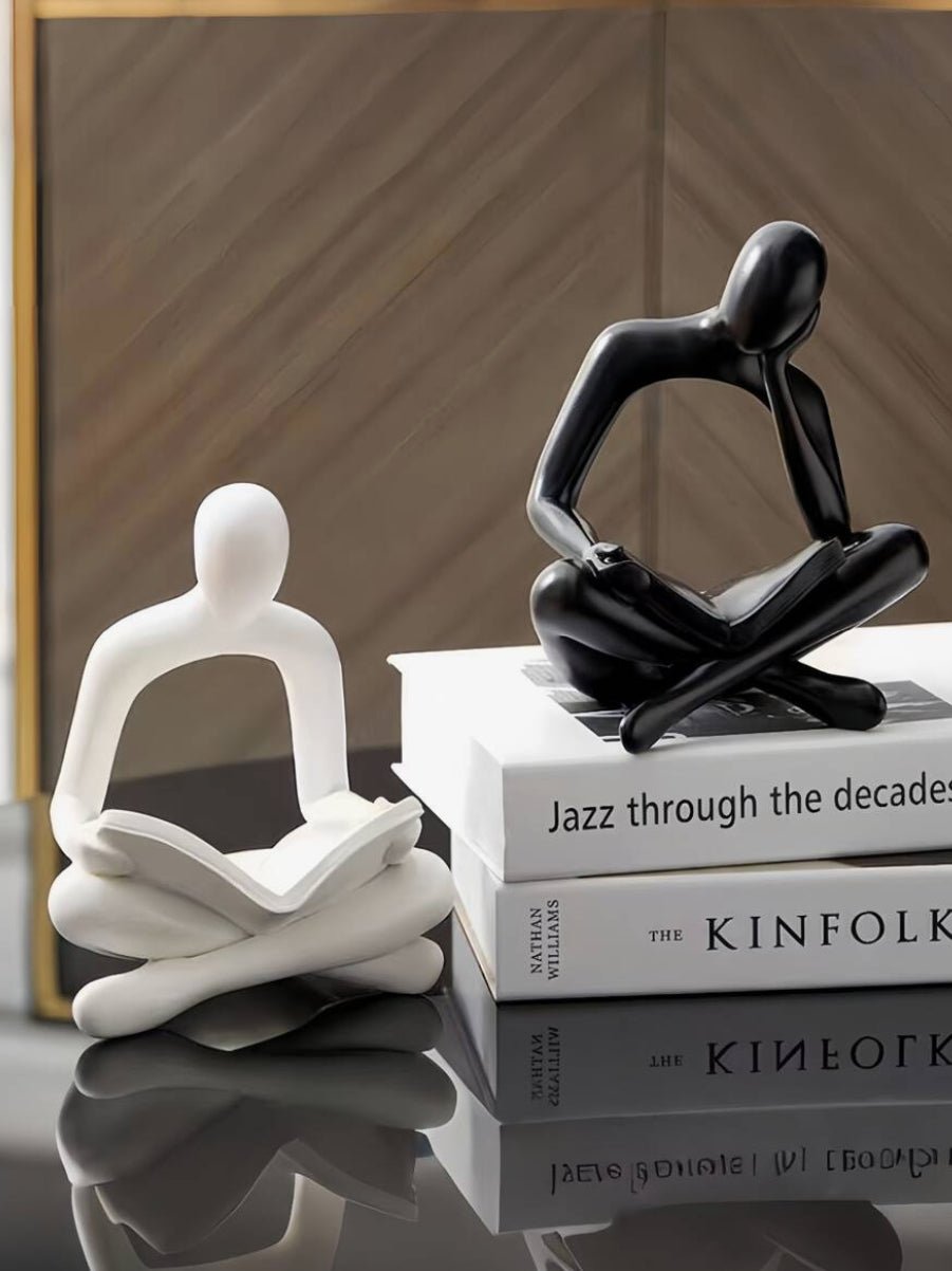 Abstract Reading Figurines Resin Sculptures