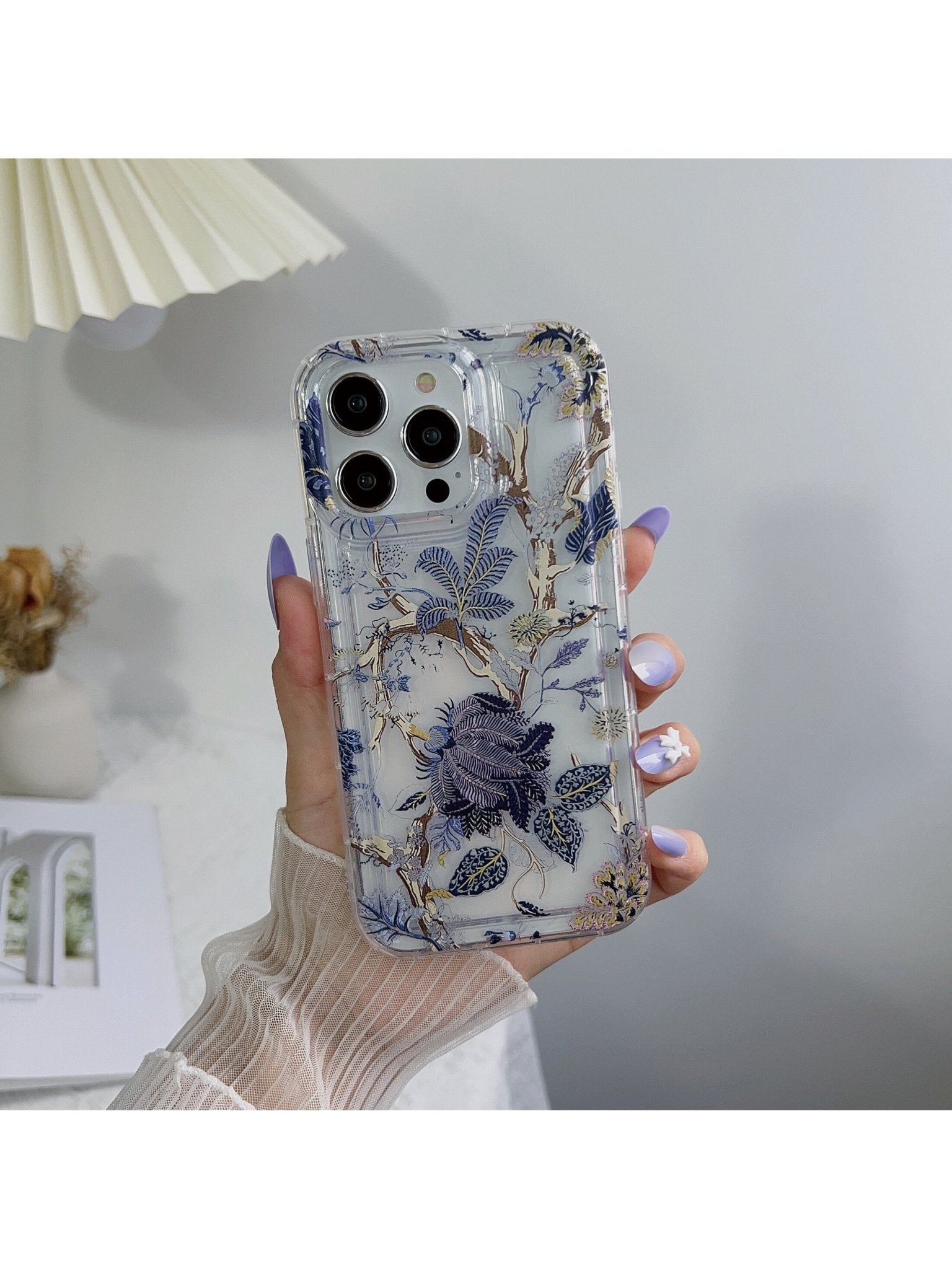 Blue Summer Customized Space Shell Leaf Pattern Phone Case Comaptible With IPhone 11, IPhone 13, IPhone 14 Pro Max