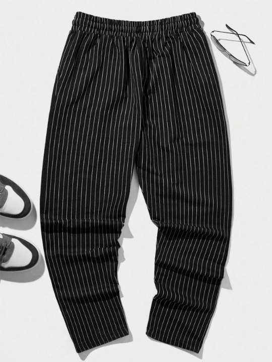 Cottnline Men Striped Print Drawstring Waist Pants - Lolli World Marketplace