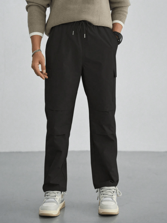 DAZY Men's Solid Color Straight Pants With Slanted Pockets - Lolli World Marketplace