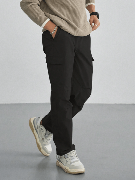DAZY Men's Solid Color Straight Pants With Slanted Pockets - Lolli World Marketplace