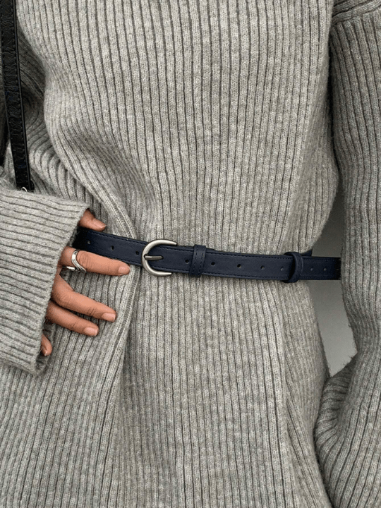 DAZY Navy Blue PU Leather Buckle Belt - Lolli World Marketplace