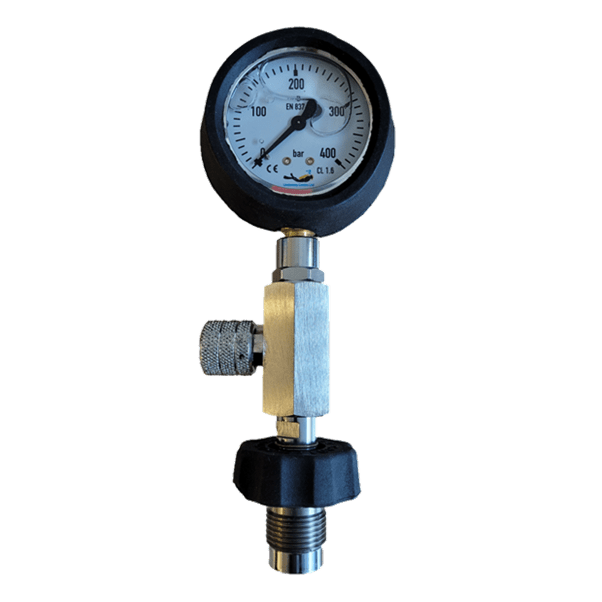 DIN Pressure Check Gauge with Valve 300 Bar Oil Filled