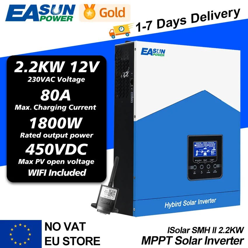 EASUN 6.2KW 4.2KW Hybrid Solar Inverter 3KW MPPT 120A 55V to 450VDC PV Input 220VAC 48VDC 2.2KW Solar Battery Charger with WIFI