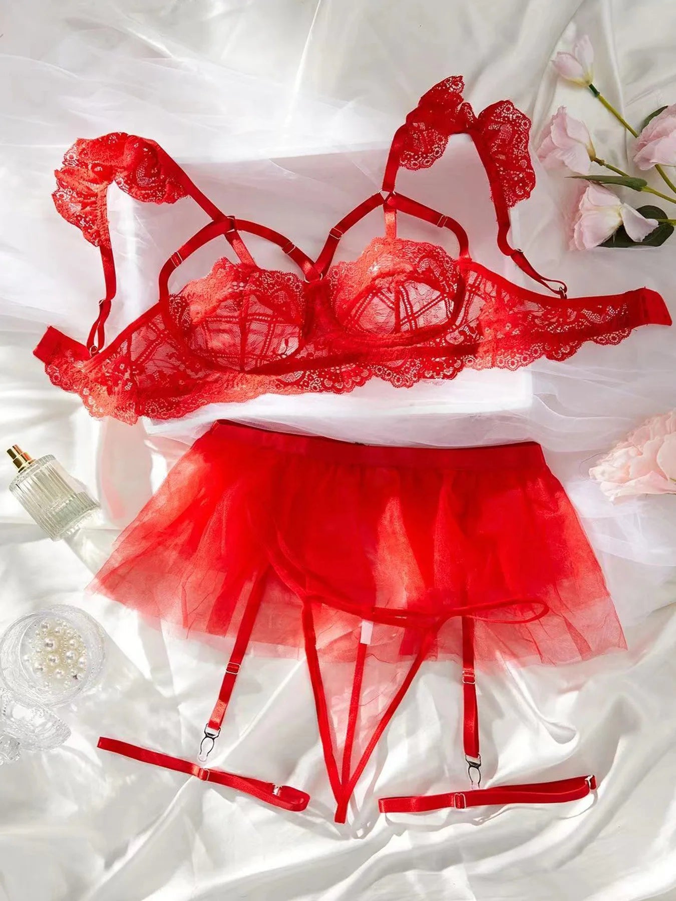 Erotic Lingerie Set Babydoll Sensual Lingerie Lace Bra Set For Women Underwear Intimate Sexi Costumes Bra And Panty Set