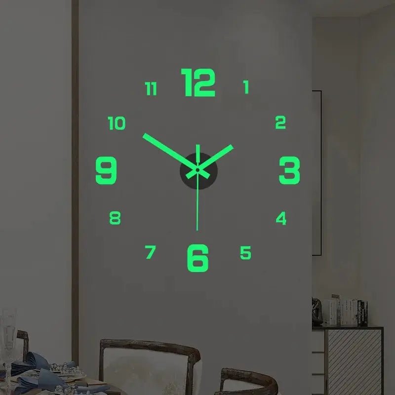EW Creative Simple Luminous Digital Clock European Style DIY Silent Wall Clock Study Living Room Punch - Free Wall Sticker Clock