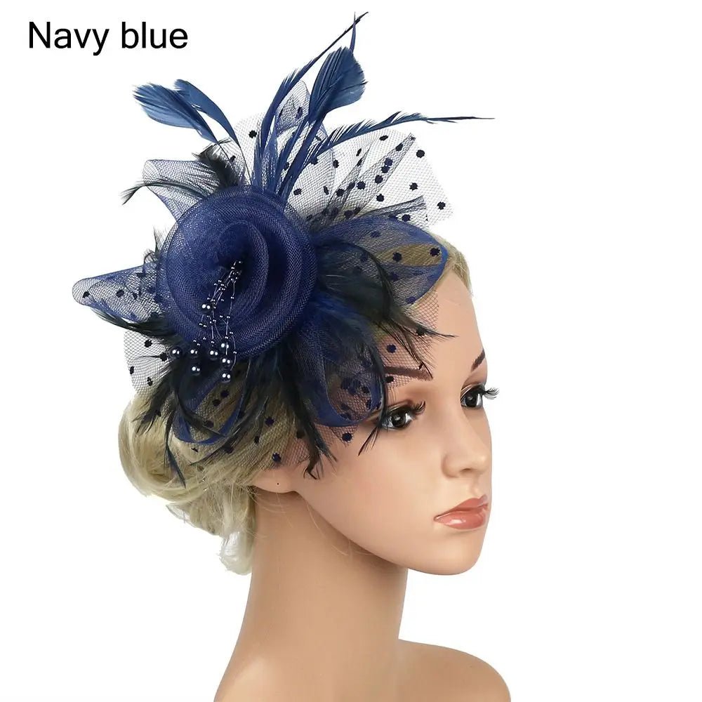 Fascinator Hat for Women Tea Party Headband Wedding Hair Clip Cocktail Party Mesh Flower Feathers Hair Clip Stylish Women Girls