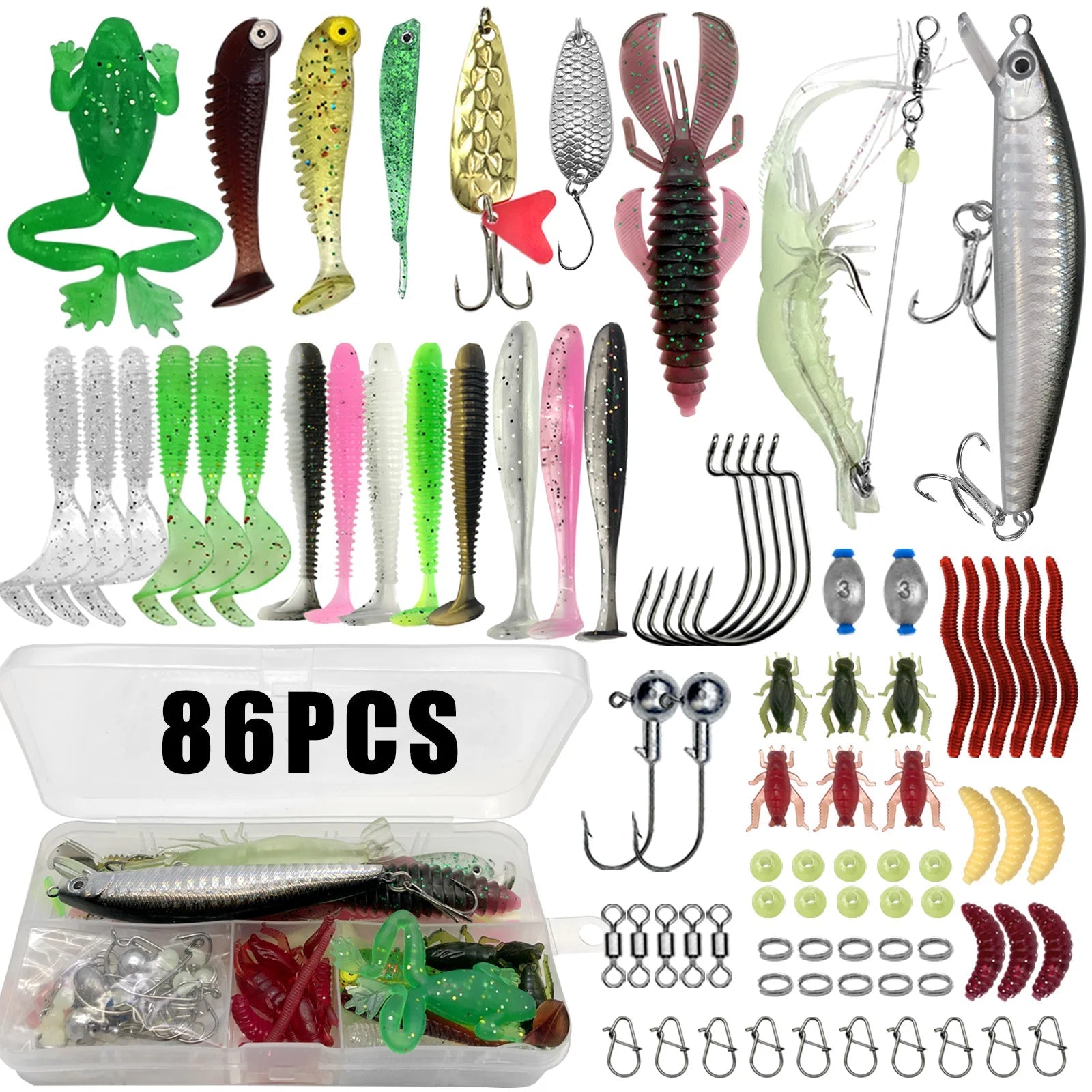 Fishing 86/88/136/149/366pcs Fishing Lure Kit For Trout/Pike/Bass Multi - Lure Fishing Set Layered Tackle Pro Gear Tackle Box