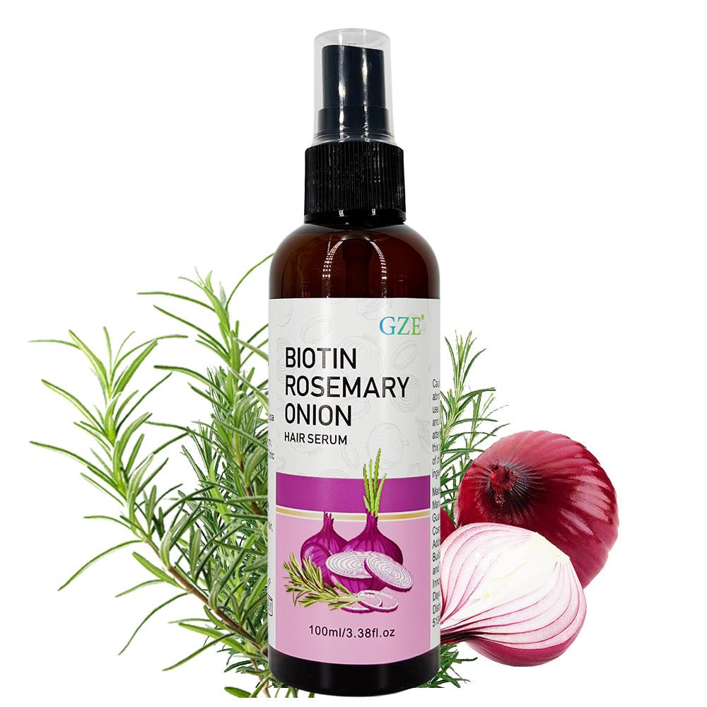 GZE Strengthening Hair Serum Spray with Biotin, Rosemary And Onion Oil - for Damaged, Brittle Hair - Breakage And Frizz, Boosts Shine And Scalp Health - for All Hair Types