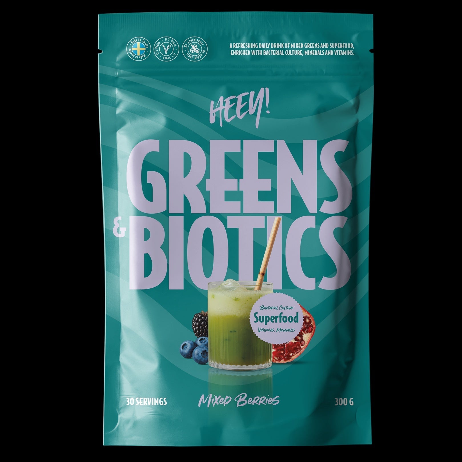 Hey! Greens & Biotics Superfood Mixed Berries 300 g