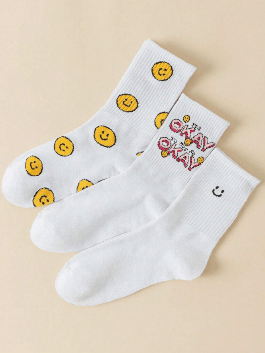 JORD.DESIGNS 3pairs Fashionable Mid - calf Socks With Letter Pattern - Lolli World Marketplace