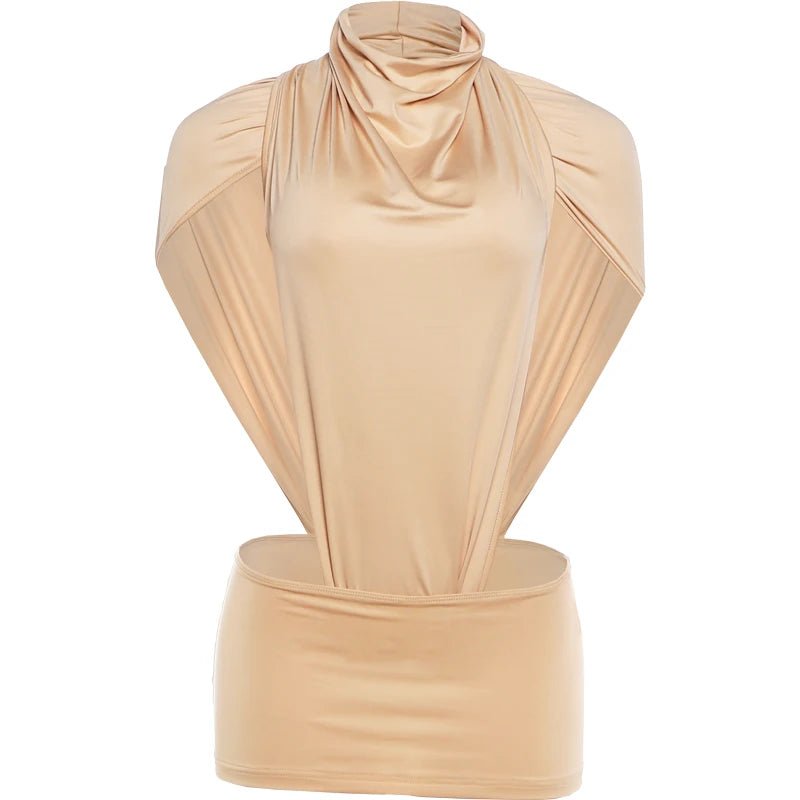 Kliou Sexy Fashion 2 Piece Set Woman Ruched Turtleneck Side Hollow Design Bodysuits+Skinny Mini Skirts Hot Girls Wild Style Suit