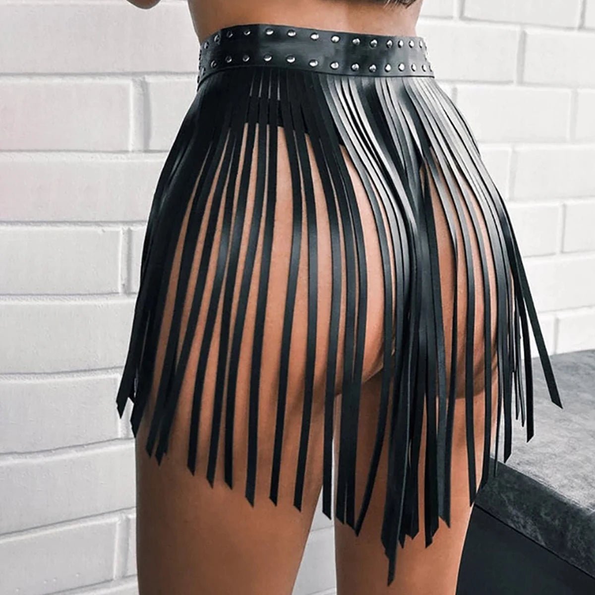 Lady Sexy Belt PU Leather Tassel Dress Decorative Rivets Adjustable Elastic Girls Love Clothing Party Date Party Wear