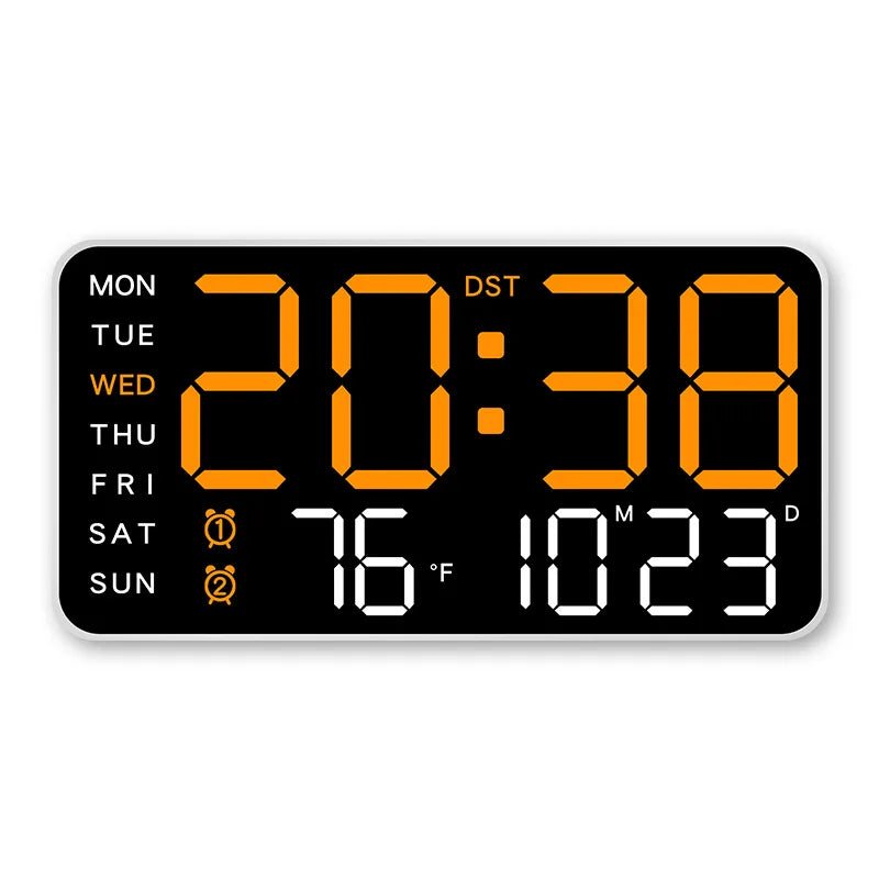 Large Digital Wall Clock Temp Date Week Display Remote Control USB Powered Table Clock Wall - mounted Dual Alarms LED Clocks