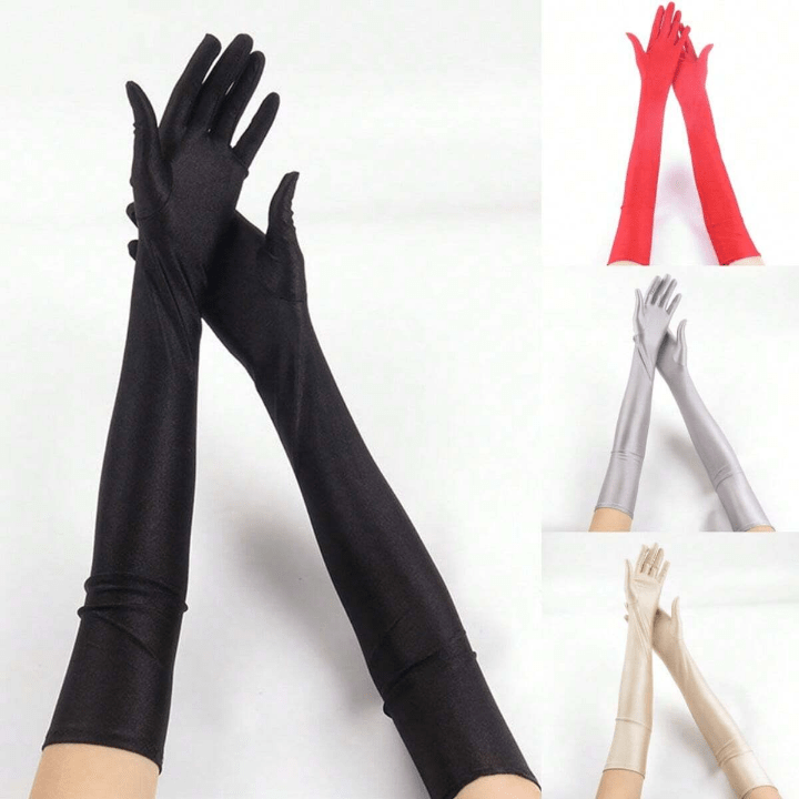 Lycra Gloves For Women, Thin Long Breathable Elastic Solid - Colored Gloves For Stage Performance, Opera, Party, Sunscreen - Lolli World Marketplace