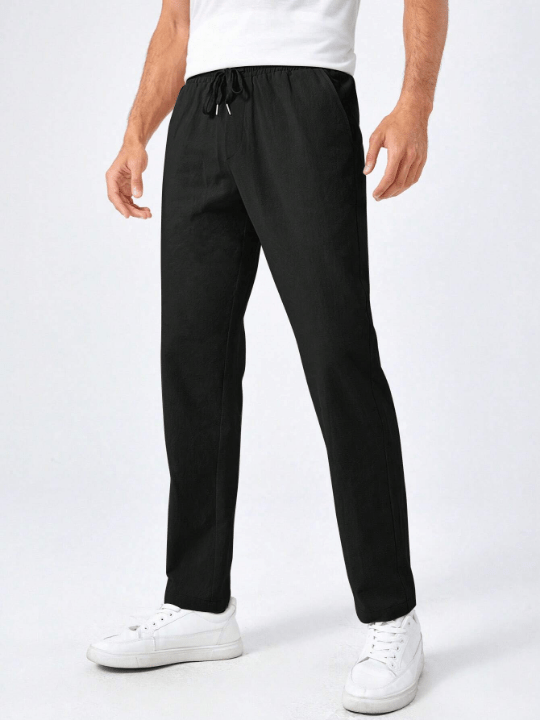 Manfinity Basics Men Solid Drawstring Waist Pants - Lolli World Marketplace